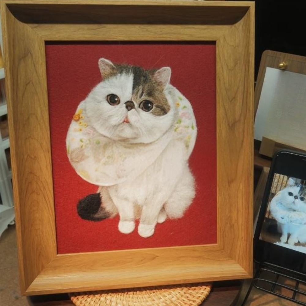 Custom Wool Painted  Portrait -Cat