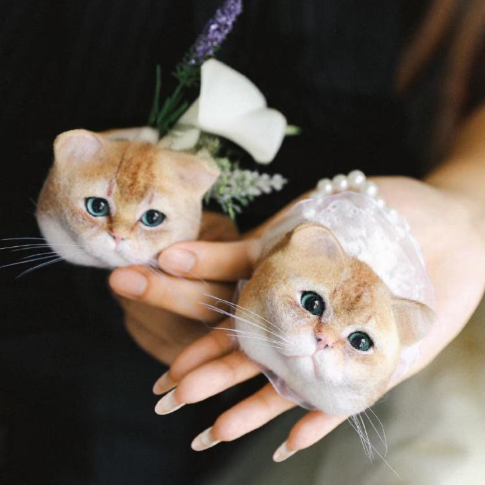 Custom Wool Felted Cat Ornaments